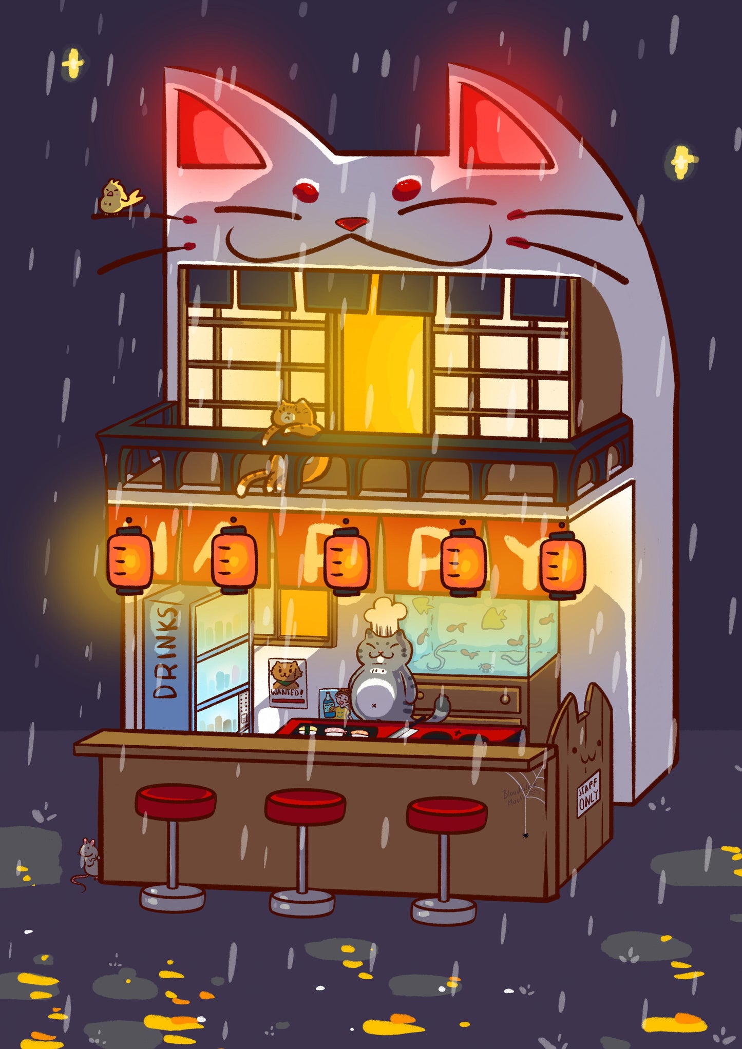 Neko Restaurant Kunstdruck